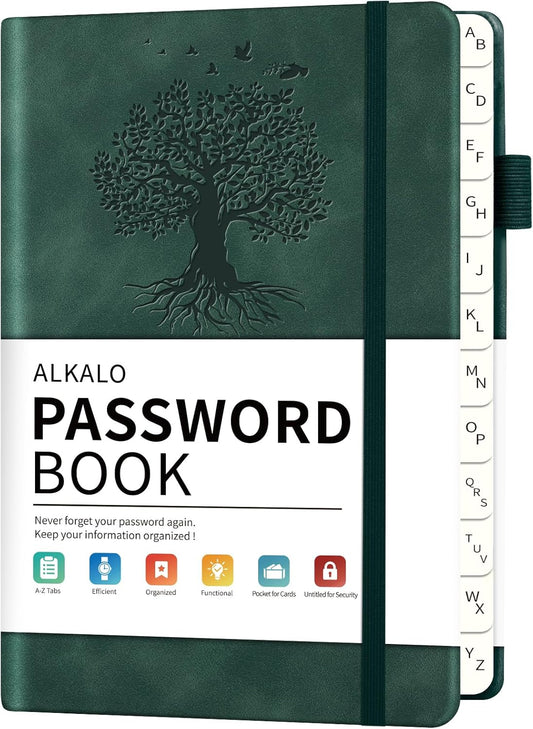 Password Book with Alphabetical Tabs, 4.5"x5.9"Small Pocket Password Keeper Book, 160 Pages/100GSM Hardcover Notebook, Password Organizer for Internet Website Address Login