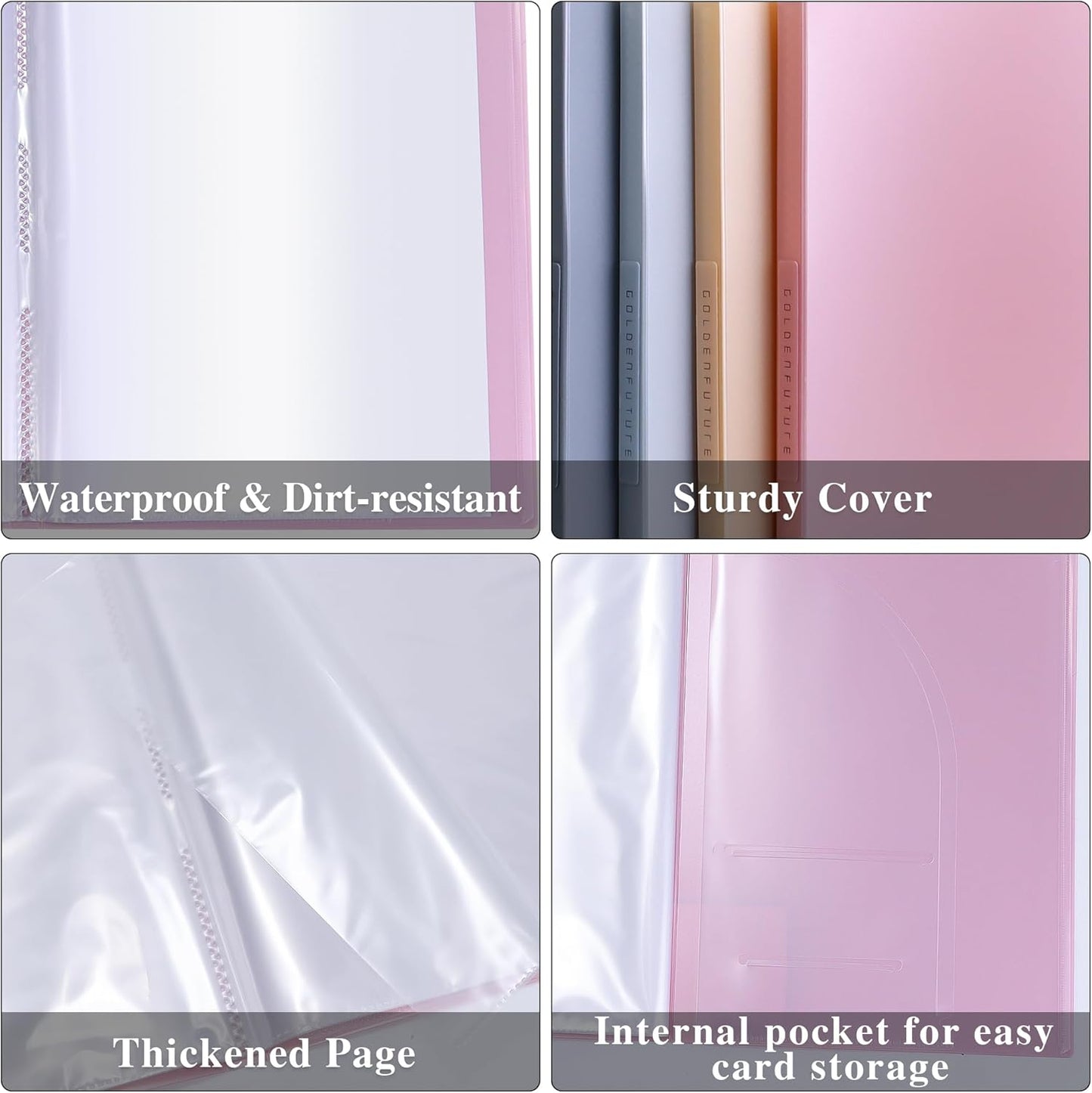 Tuhangcc Binder with Plastic Sleeves 8.5x11 20-Pocket- Heavy Duty Art Portfolio Folder with Clear Sheet Protectors,Displays 40Pages, Presentation Book for Artwork, Document Organizer(Pink)