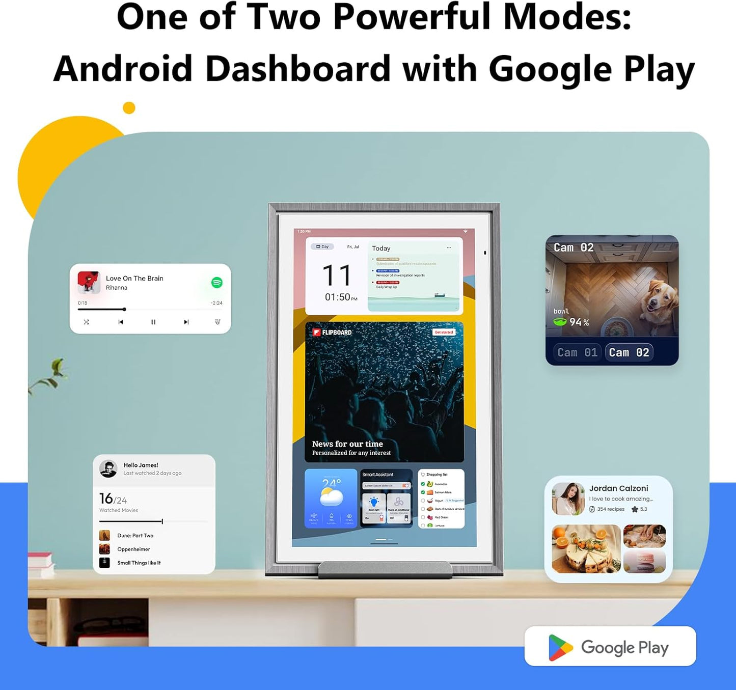 ApoloSign Digital Calendar: 15.6" Wall Planner Electronic Calendar, Smart Touchscreen Interactive Display for Chore Chart, Family Schedules, Supports All Apps via Google Play (Gray Wood, 15.6-inch)