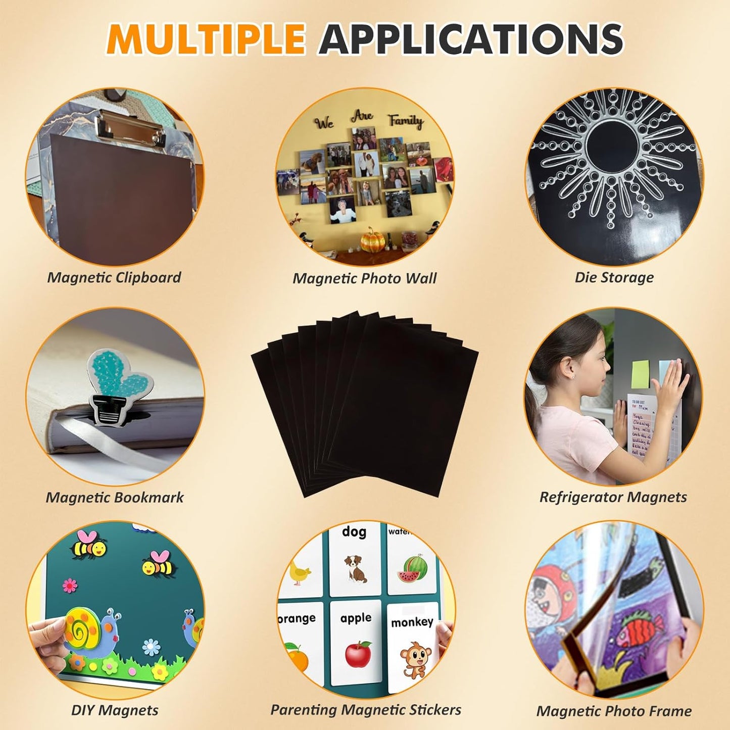 Magnetic Sheets with Adhesive Backing - 20 Pcs 8.5 x 11/10 Pcs 8 x 10 Inch Flexible Magnetic Adhesive Sheets, Adhesive Magnetic Sheets for Dies Storage, Photos, Craft Projects, School, Office