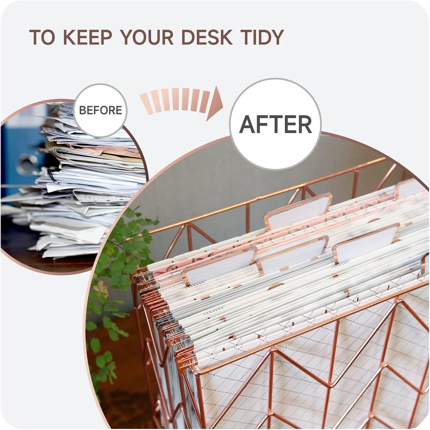 Y YOMA 6 Pack Rose Gold Hanging File Folders Letter Size Decorative File Folder Cute Pretty Hanging Folder Organizer for Filing Cabinet Office Home with 1/5-Cut Adjustable Tabs, 3 Gold Foil Design