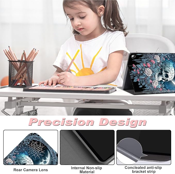 for Amazon Kindle Fire Max 11 Case (13th Generation, 2023 Release) 11",Slim Lightweight Smart Shell Stand Cover with Auto Wake/Sleep for All-New Fire 11 Max Tablet,Skull Roses Floral