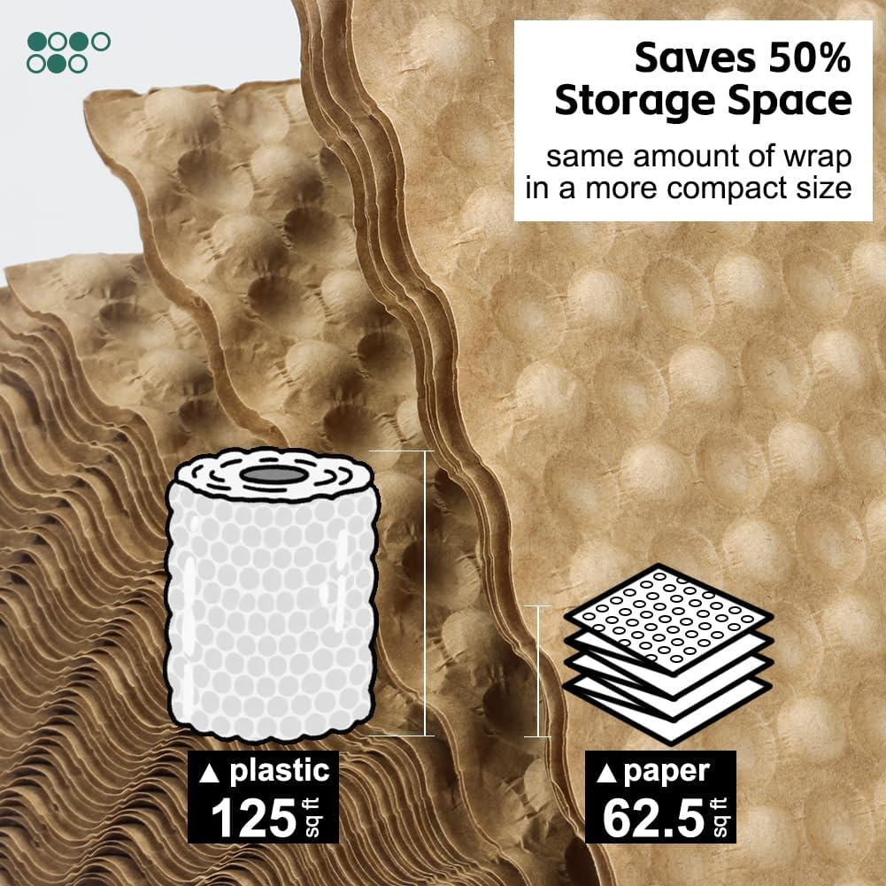 Reusable Bubble Paper - 15" x 100 FT Durable Bubble Wrap for Moving, Eco-Friendly & Washable Shipping Supplies, Biodegradable Packing Paper