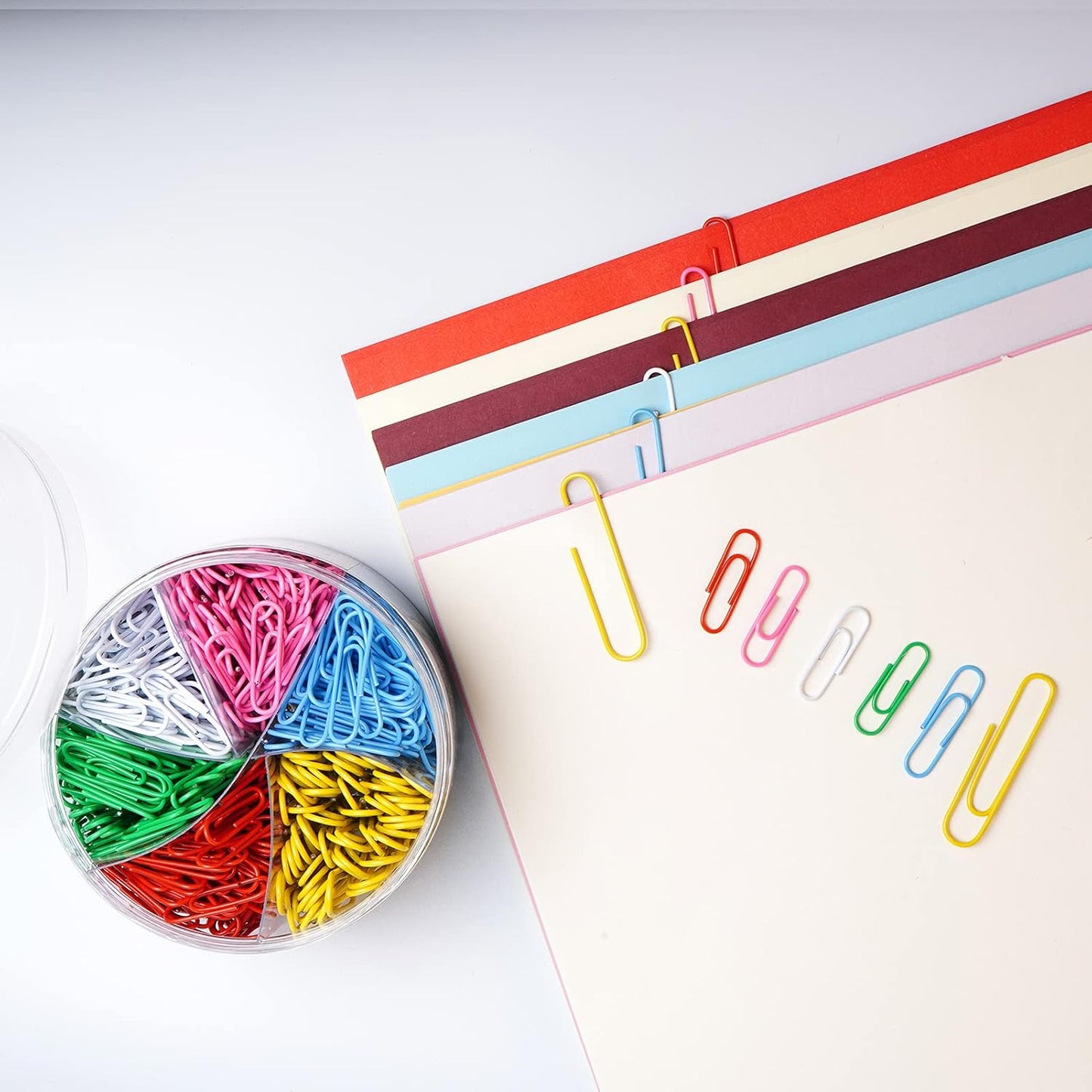 520 PCS Colored Paper Clips Assorted Sizes, Small Medium and Large (1.1", 1.3" & 2"), Colorful Paperclips for Office, School, Home Supplies-Colored