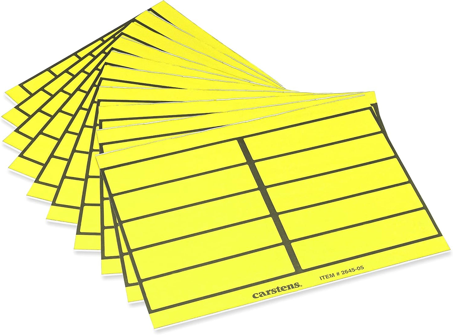 Carstens Adhesive Binder Labels, 5 3/8” x 1 3/8”, Stickers for 1.5” – 4” Ring Binder Spines, Inkjet and Laser Printer Compatible, Yellow, 20 Sheets, 10 Labels Per Sheet