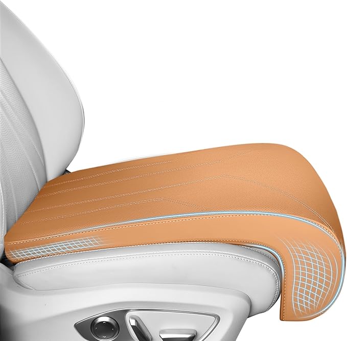 FLORICH Car Seat Extender Leg Extender Support Cushion for Driver Seats Office Chair, Leather Carseat Leg Support for Long Drivers Universal Car Seat Cushion Legs Rest Pads-Brown