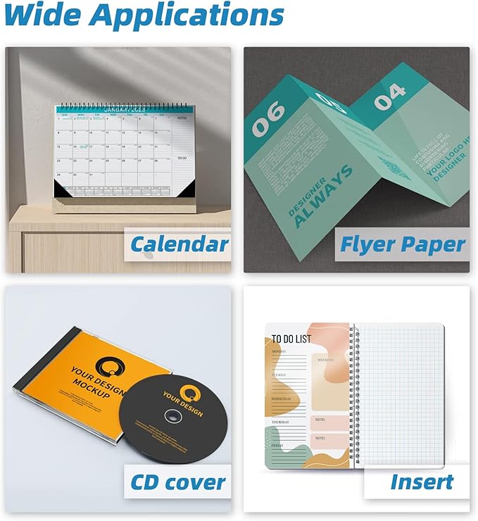 Uinkit 100 sheets Brochure Paper Glossy Double Sided 8.5x11 Inkjet 37lb 140gsm Dye ink Thin Photo Picture Flyer Calendar Magazine CD Cover letter