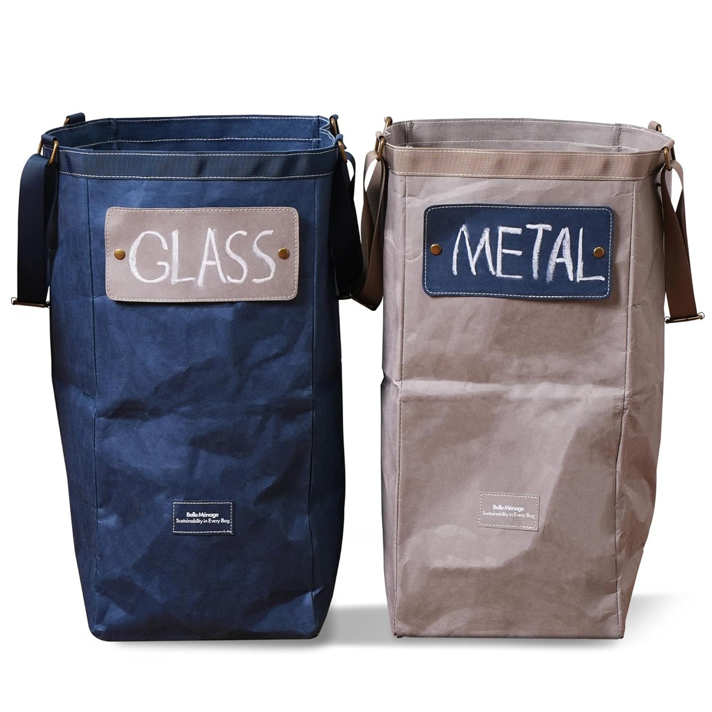 Kitchen Recycling Bin Indoor, Paper, Can, Trash Recycle Bin Combo (Navy+Grey)