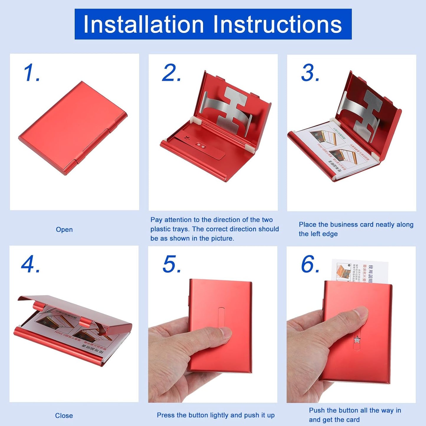 PATIKIL 2 Pcs Business Card Holder, Thumb Drive Business Card Holder Portable Business Card Holders Alloy Slide Out Card Case for Business Meeting, Black