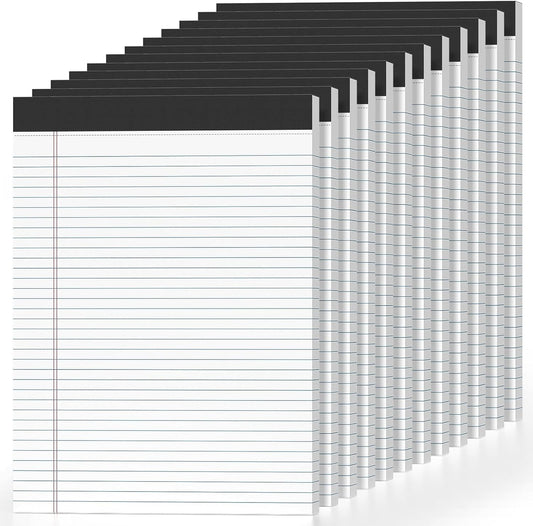 12 Pcs Legal Pads 8.5" x 11" College Ruled Note Pads 8.5 x 11.75 Inch Micro-Perforated Notepad 360 Sheets in Total Lined Writing Paper Notebook for Office, School Supplies & To-Do Lists 30 Sheets/Pad