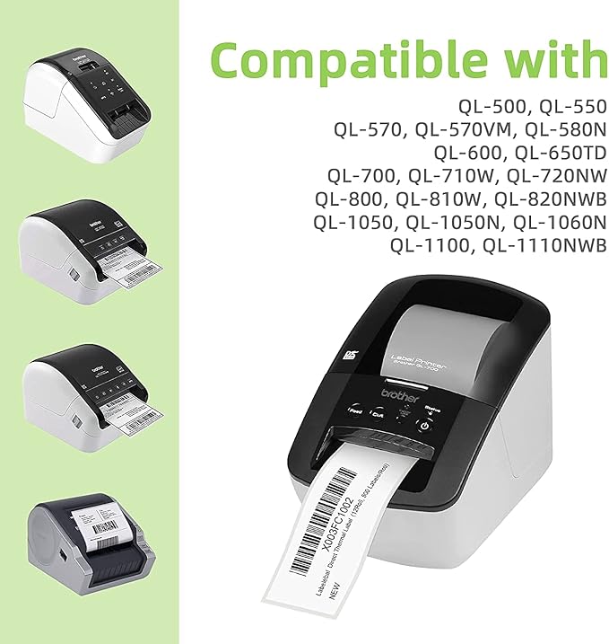 Compatible Continuous Labels Replacement for DK-2205 (2.4 in x 100 ft), Use with Brother QL Label Printers (12 Rolls + 1 Frame, 30.48m Length Labels/Roll)