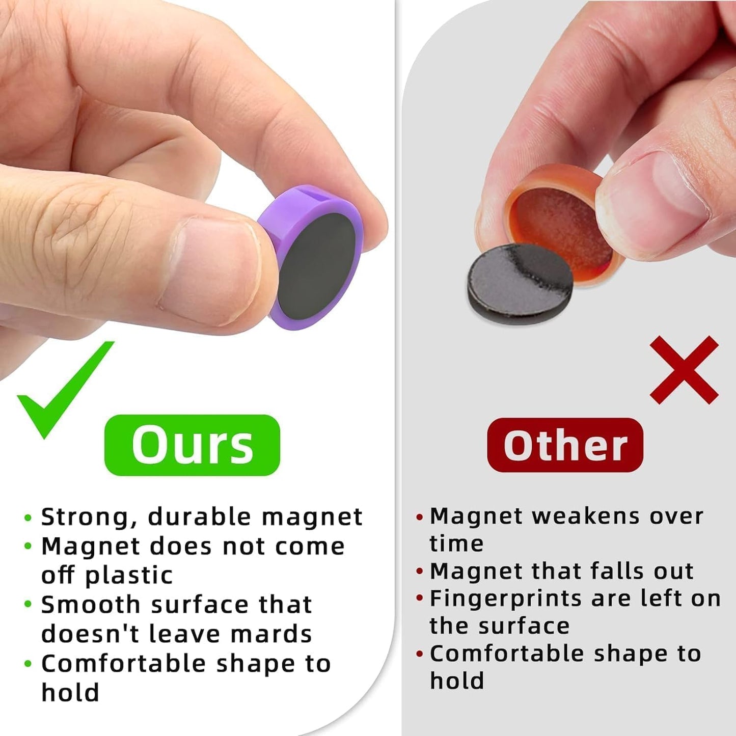 Qualsen Fridge Magnets, 50pcs Refrigerator Magnets, Small Magnet for Whiteboard Magnet for Kids, Mini Cute Magnets for Fridge, Locker, White Board, Kitchen, Office, Classroom(10 Colors)