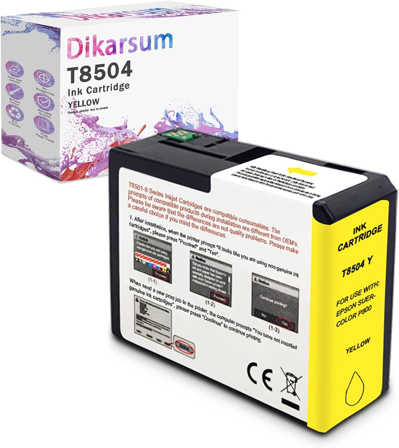 T850 Ink Cartridge Remanufactured T8504 T850400 Ink Cartridge Replacement for Surecolor P800 Printer(Yellow)