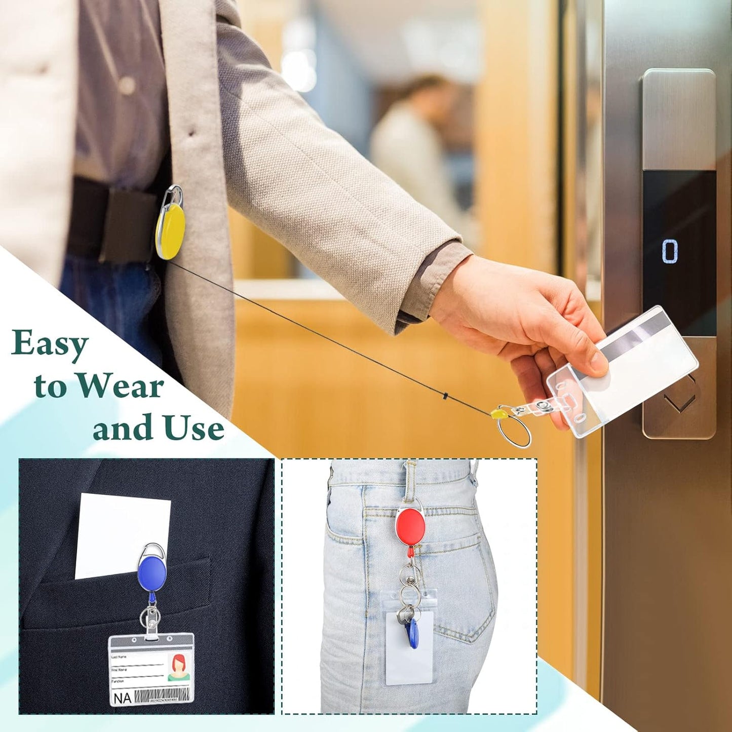 Laumoi 80 Packs Retractable ID Badge Holder Badge Reel with Belt Clip and Key Ring, Name ID Badge Clips Keychain for Office Worker Doctor Nurse Employee (Multicolor)