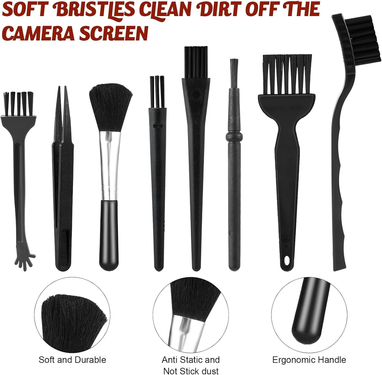 8 Pcs Mini Keyboard Cleaning Brushes Kit, Anti Static Electronic Dust Cleaning Brushes with PP Handle and Nylon Bristles, Keyboard Cleaning Brush for Computer Keyboard and Small Spaces