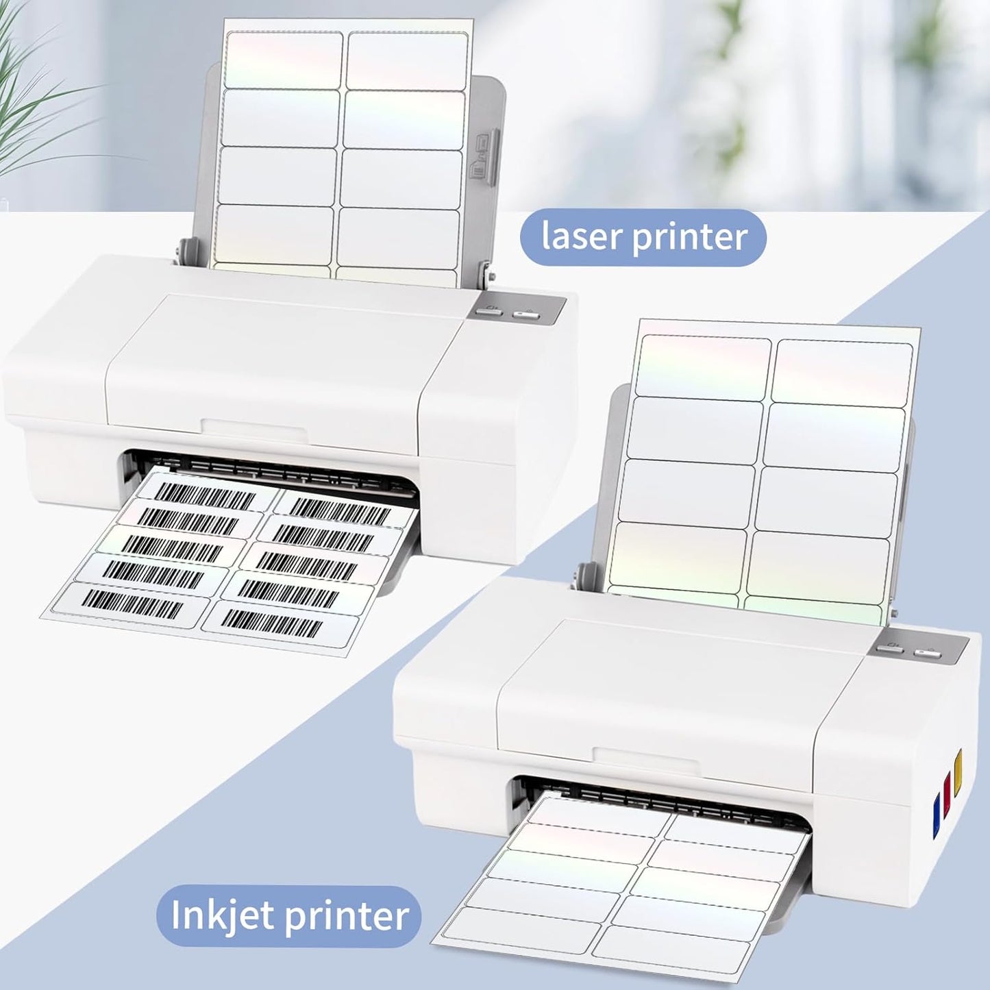 STARLIBOO Transparent Stickers Labels - 2" x 4" Clear Address Labels Mailing Stickers for Laser/Inkjet Printer 8.5"×11"- 20 Sheet (Clear Holographic)