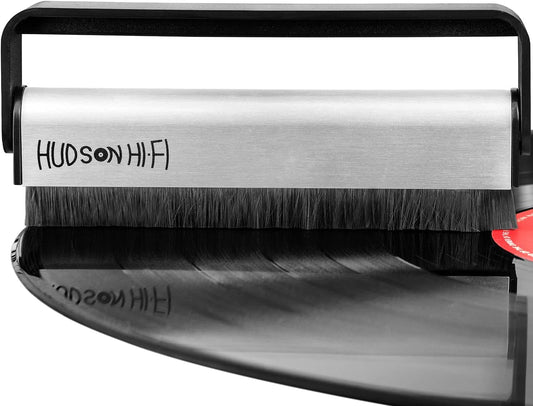 Hudson Hi-Fi Vinyl Record Brush w/Anti-Static Carbon Fiber Bristles - Precision-Made, Gentle & Effective Record Cleaning Brush for LPs