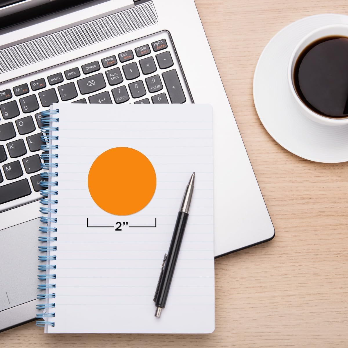 ChromaLabel 2 Inch Round Color Coded Stickers, Permanent Colored Circle Sticker for Arts and Crafts, Color Coding Label Sticky Dots - 500 Colored Stickers per Roll, Orange Label Sticker