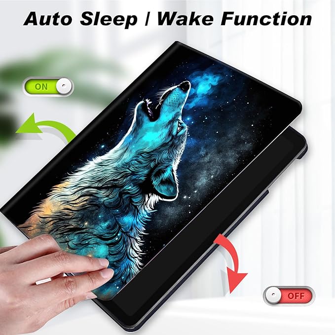 for Amazon Kindle Fire Max 11 Case (13th Generation, 2023 Release) 11",Slim Lightweight Smart Shell Stand Cover with Auto Wake/Sleep for All-New Fire 11 Max Tablet,Blue Wolf Howling