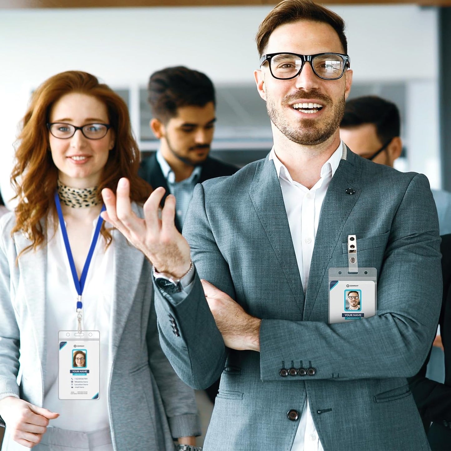 Marspark 100 Pieces Clear Plastic Name Badge ID Card Holders Vertical Name Badge ID Card Holders with Waterproof Resealable Zip Transparent PVC Sleeve Cover for Office School