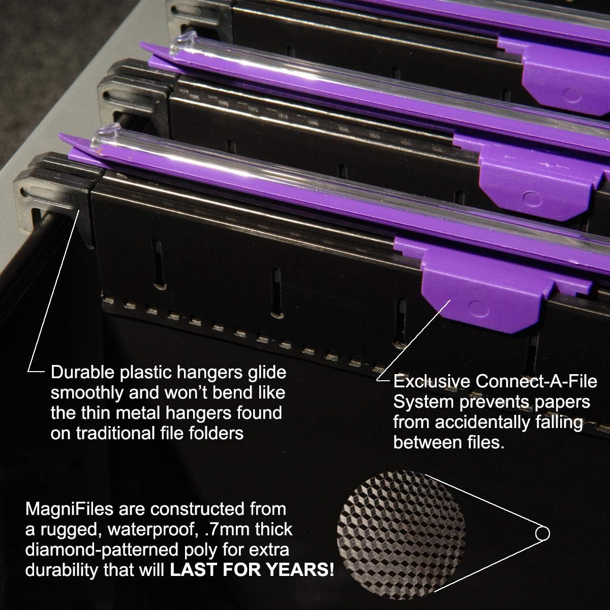 Ultimate Office MagniFile Hanging File Folders V Base Letter Size with 11 inch Magnified Indexes That Double The Size of Your File Titles to Find Files Fast. (Set of 10 Assorted)