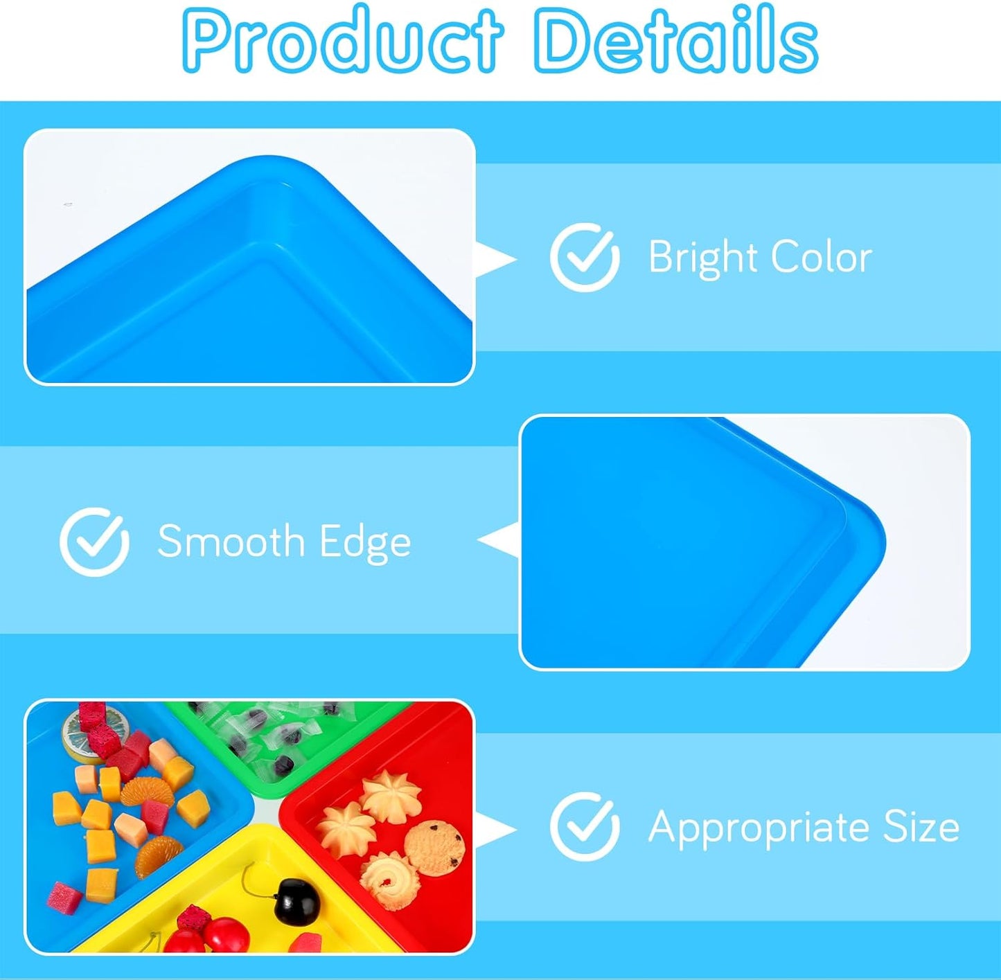 20-Piece Plastic Art Trays - Stackable Sand & Paint Mixing Trays, Multicolor Sensory Craft Organizer, Kids DIY Bead Painting Projects (5 Colors, 9.65 x 7.28 x 0.9 Inch)