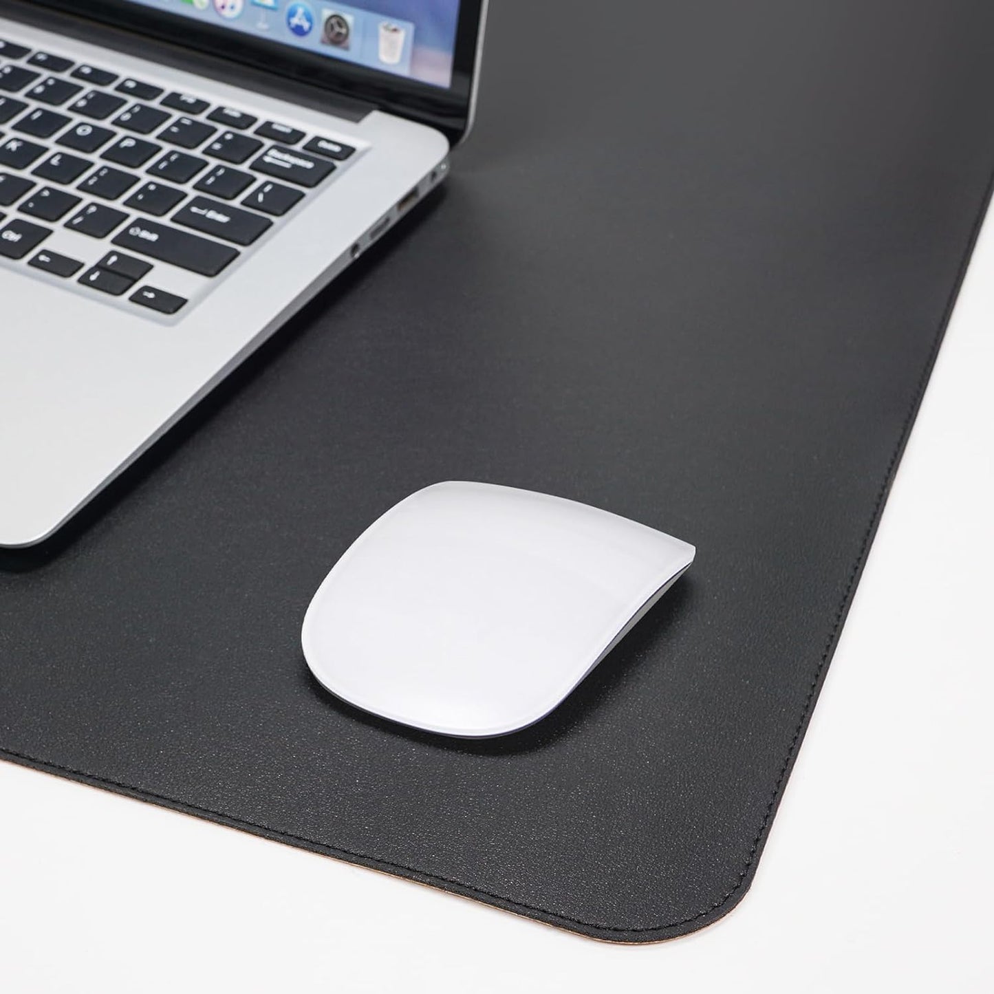 AFIING Dual-Sided Desk Pad, Natural Cork & PU Leather, Desk Mat Protector Non-Slip, Waterproof, Easy Clean,Large Mouse mats for Office and Home Work(Black, 31.5"x17")