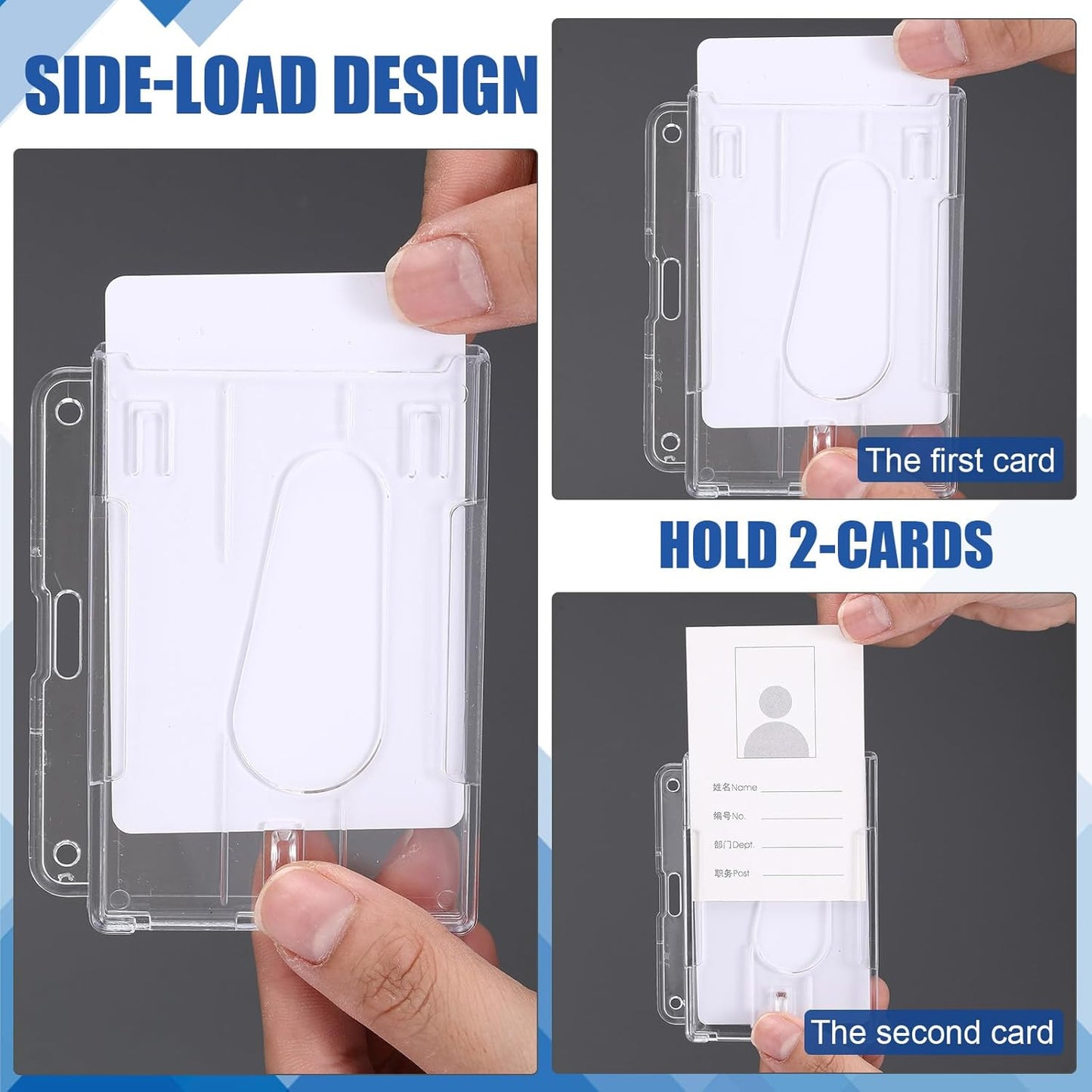 Marspark 25 Pcs 2 ID Badge Holder Heavy Duty Plastic ID Card Holder Transparent Protector Clear Badge Protector Cover Sleeve Protective Cover with Thumb Slot for Credit Card(Horizontal)