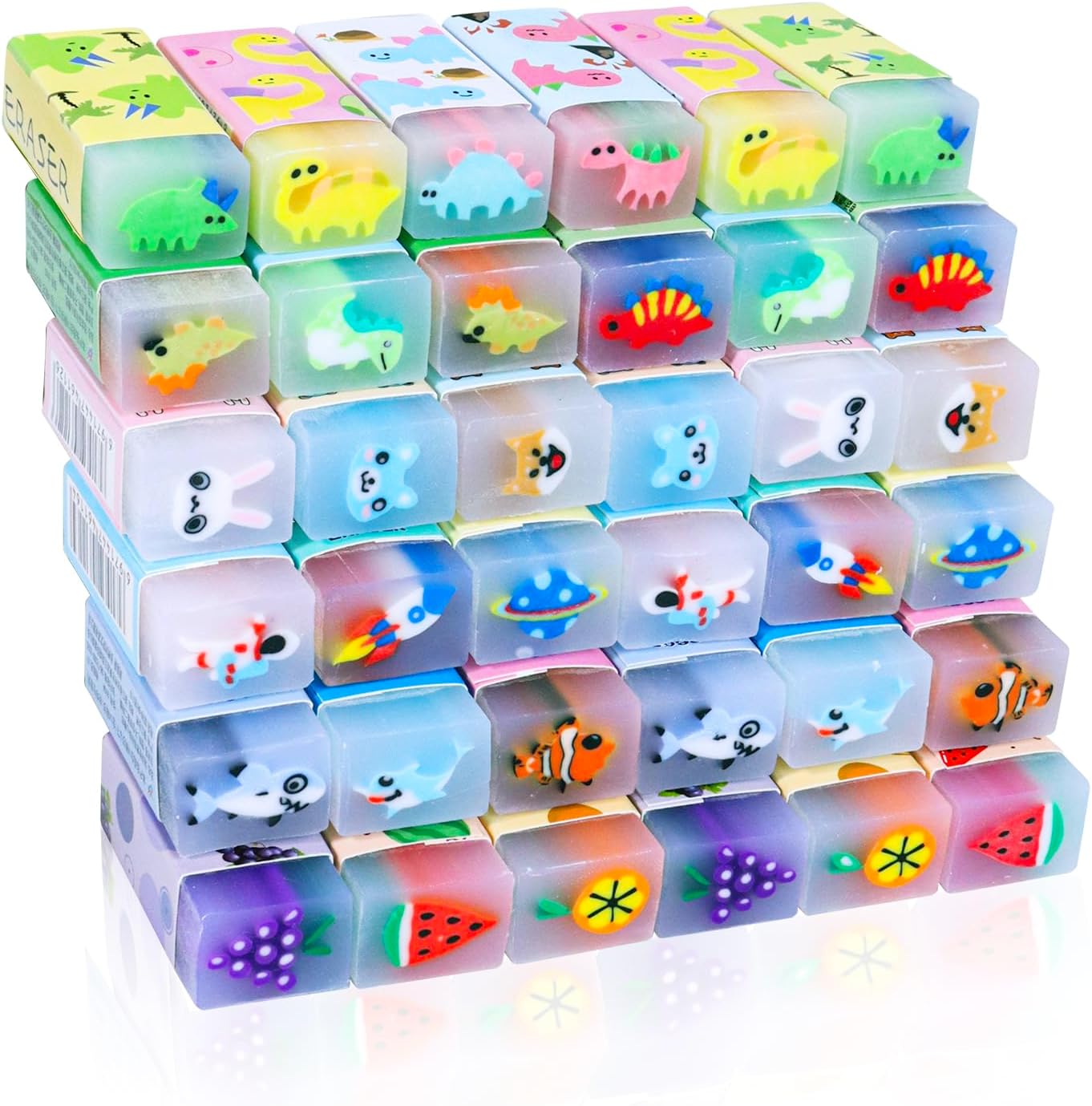 35PCS Cute Animal Erasers for Kids, Count Bulk Pack, Assorted Designs, Back to School Supplies