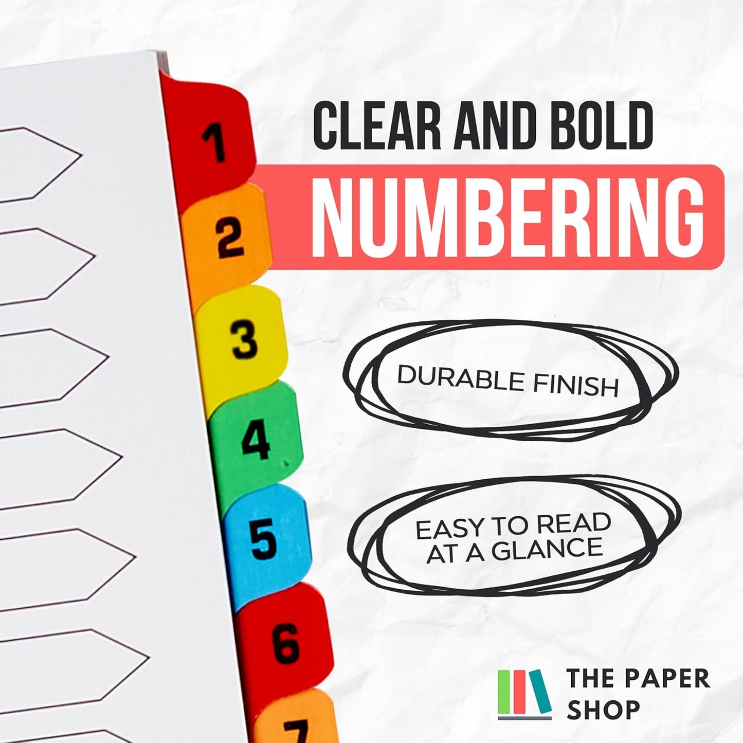 [25 Pack] A4 File Dividers 20 Part Numbered 1-20 | A4 Subject Dividers 20 Part Numbered 1-20 with Multipunched Reinforced Colour Tabs 150gsm