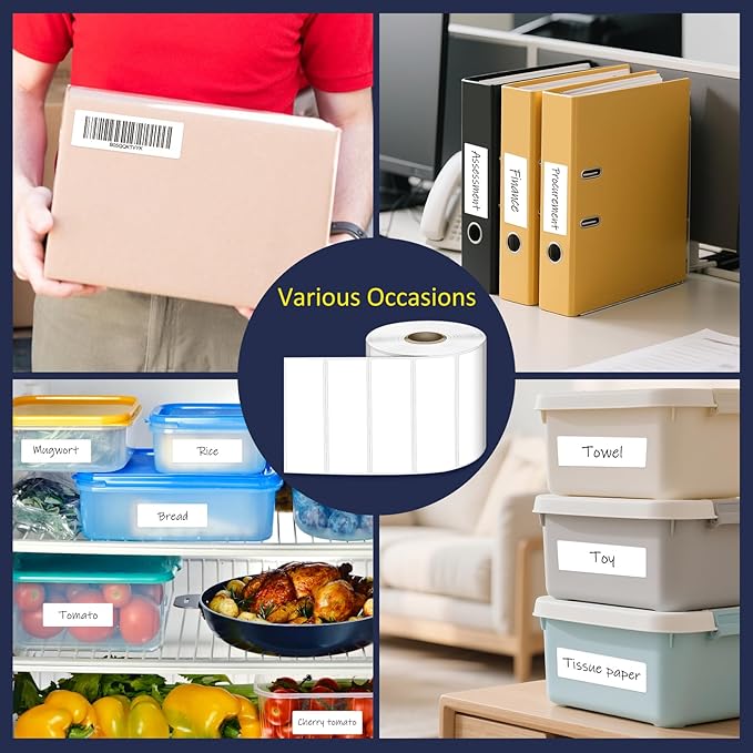 L LIKED 3" x 1" Direct Thermal Label, Permanent Adhesive Barcode Shipping Labels & Compatible with Rollo, Zebra and Other Desktop Printers (1 Roll, 1400 Labels)