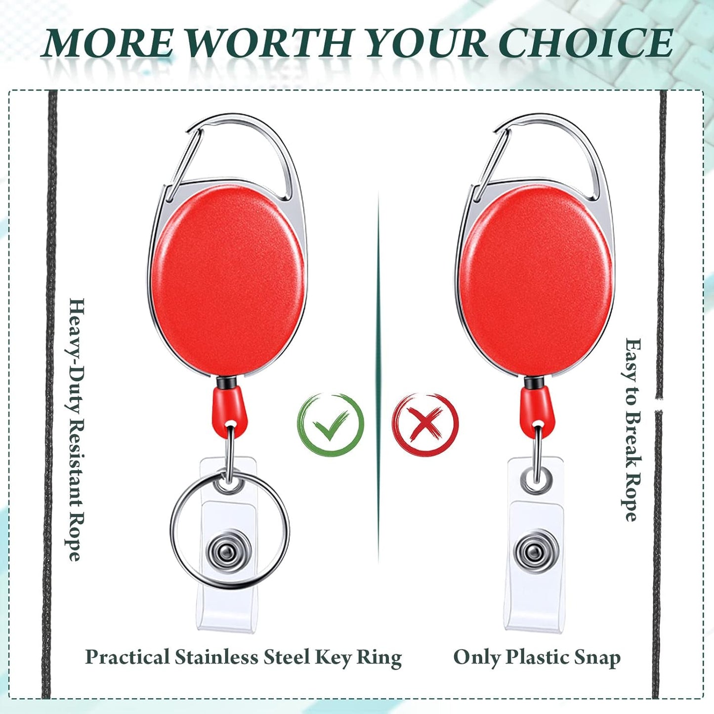 Honoson 50 Pcs Heavy Duty Retractable Badge Reels Batch ID Badge Holder Retractable Clip Bulk Key Holder with Ring for Office Worker Employee, Doctor Nurse Gifts (Bright Color)