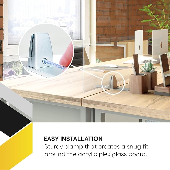 OBEX Acrylic Free Standing Screen, Divider for Desk Privacy Home & Office Partitions for Table Top Workstation, Portable Cubicle Panel for Work, 24" x 36", Clear