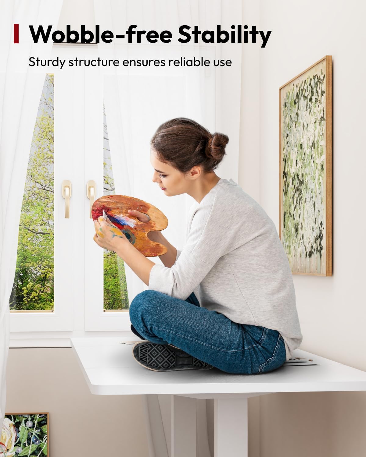 SANODESK Standing Desk Height Adjustable Electric Stand up Desk 71x32 Inches Sit Stand Home Office with Splice Board, White Frame/White Top