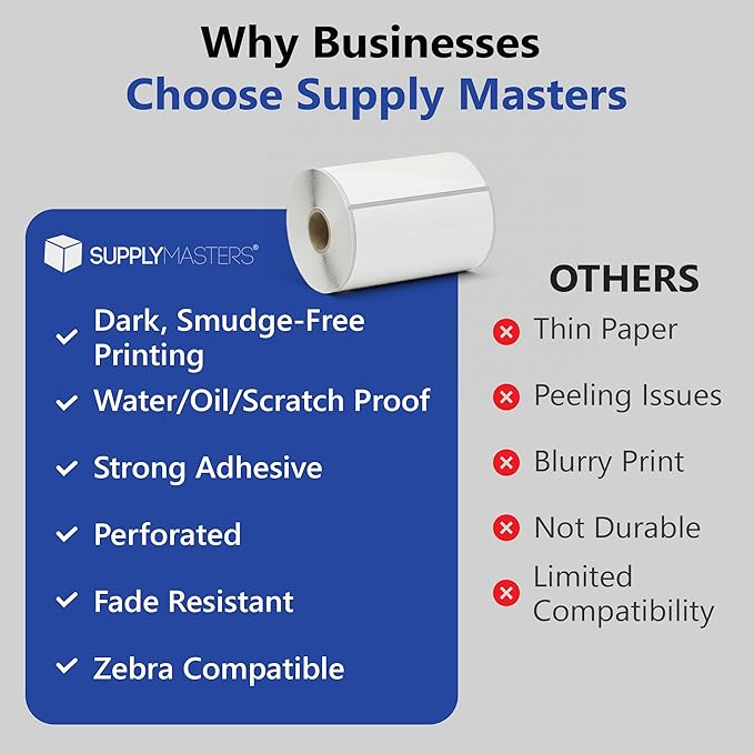 Mobile Printer Labels 4x6 - Printable Thermal Shipping Address Labels Compatible with Zebra Printers - Thermal Label Printer Paper 0.75-inch core with 105 Labels per Roll (6 Rolls)
