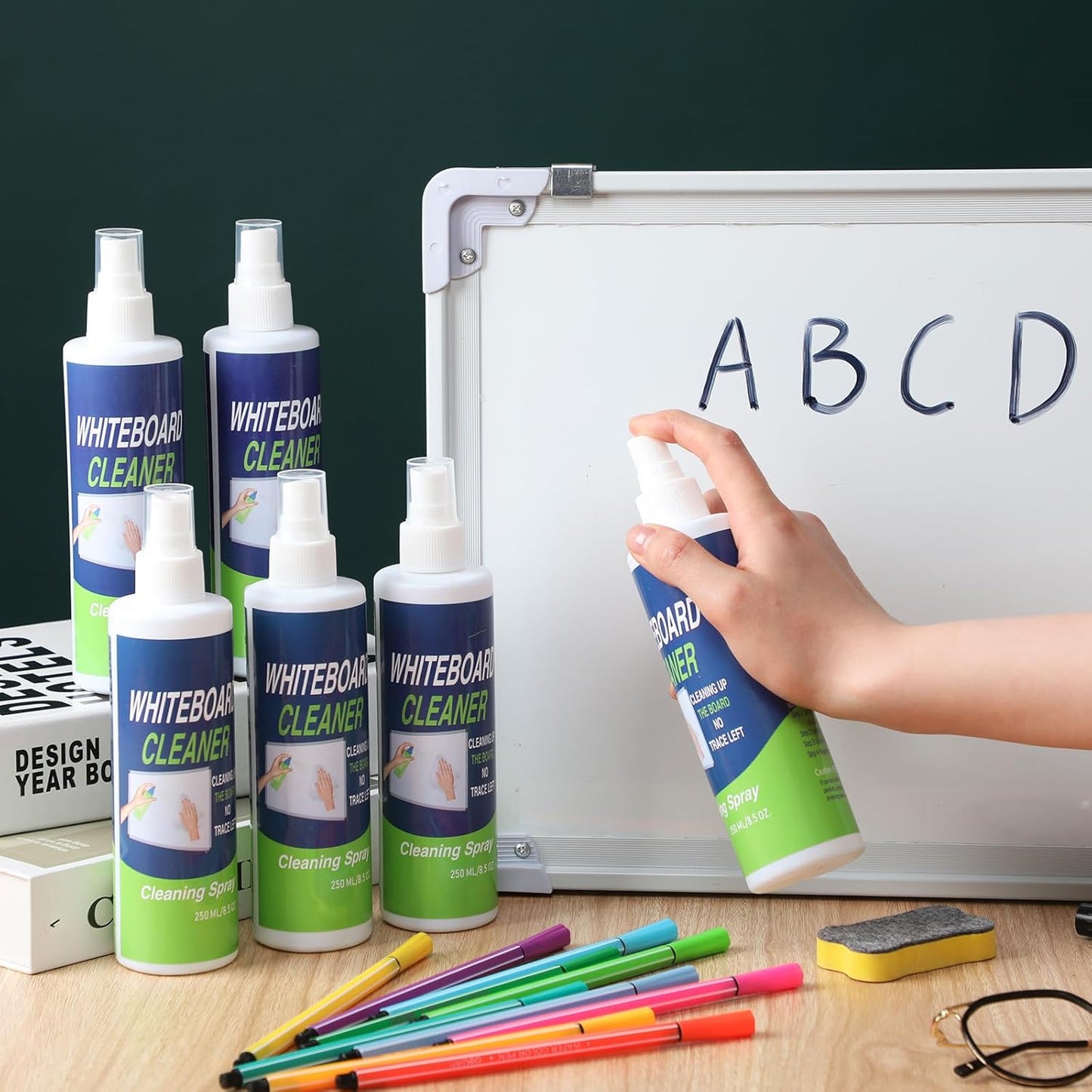 12 Pack Whiteboard Cleaner Spray Bottle 8.5oz Dry Erase Board Surface Cleaner White Board Cleaning Spray Removes Stubborn Marks from Chalkboard
