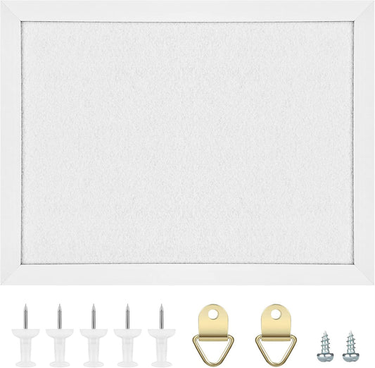 TORASO Cork Board Bulletin Board, Cork Boards for Walls with Pins, Eye Bolts, gaskets, Screws, Pin Board for Office, School and Home (White, 11“x14.5” - 1p)