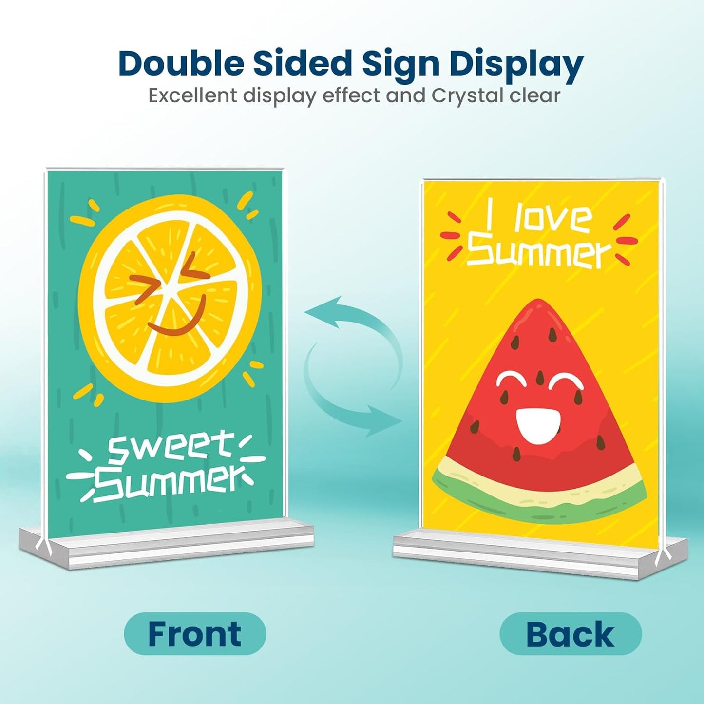 Acrylic Sign Holder, 5x7, 15 Pack Vertical Clear Table Menu Display, Double Sided, Plastic Stand, Suitable for Restaurants, Office, Store, Fair