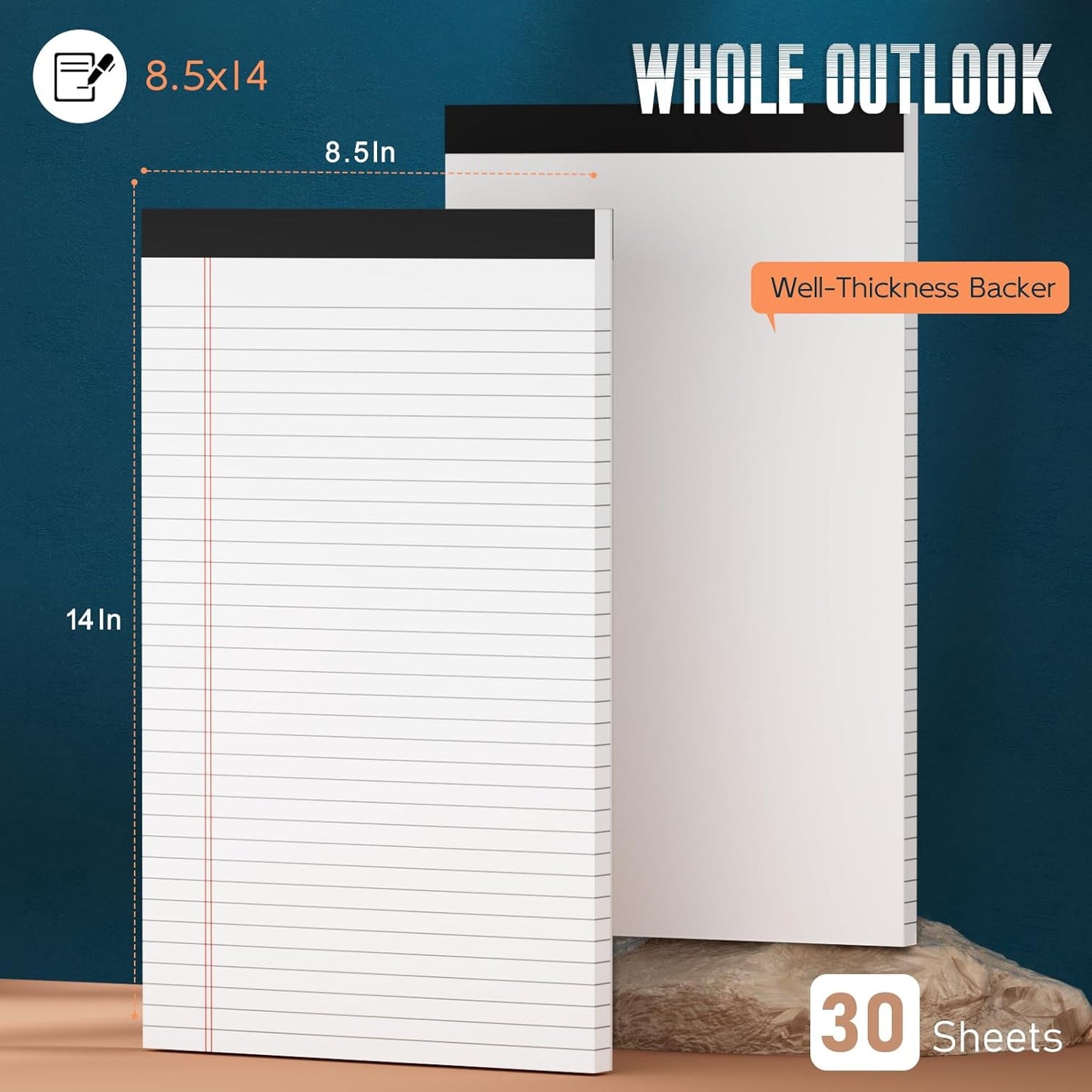Note Pads 8.5"x 14", 10 Pack Legal Pads 8.5 x 14 White, Notepads 8.5 x 14 Wide Ruled Legal Pad, Micro Perforated Lined Writing Pads, 30 Sheets Per Note Pad, Legal Notepads for Work/School/Office