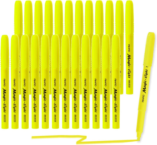 AIHAO Yellow Highlighters Markers, Chisel Tip Highlighter Pens, Pocket-Style, Fluorescent Yellow, 24 Pack