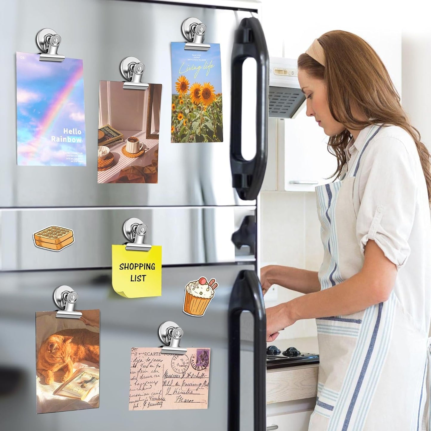 90 Pack Fridge Magnet Refrigerator Magnets, Strong Magnetic Clips Whiteboard Magnets, Magnet Clips Heavy Duty, Clip Magnets for Photo Displays, Home, Office, Classroom (Silver)