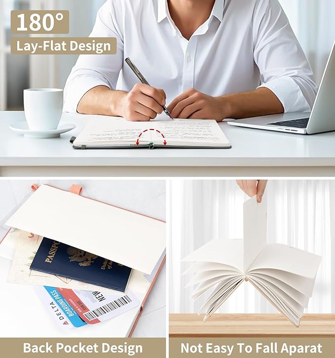 Lined Journal Notebook For Women Men, 200 Pages A5 Hardcover Leather Journals For Writing College Ruled Notebook For Work School Note Taking Business Diary Notepad 5.7'' X 8.3''-White