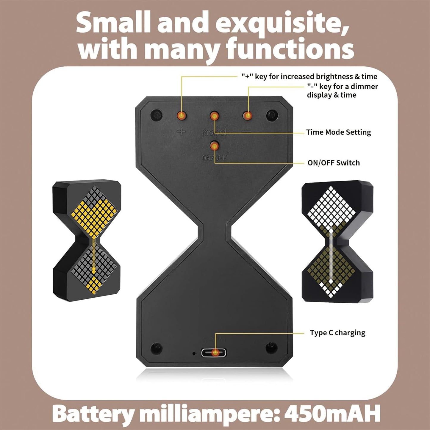 LED Digital Electronic Hourglass Gravity Induction Timer, 1 to 30 Minutes Free Adjustment,DIY Digital Timer, Suitable for Kitchen, Room, Classroom, Office (White)