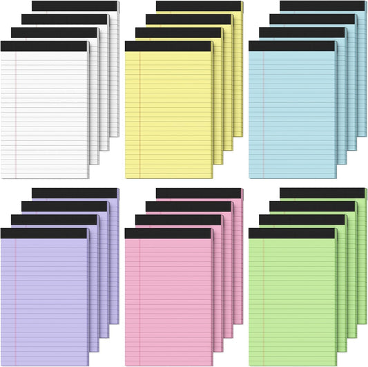 Small Legal Pads 5x8 Colored, Note Pads 5x8, 24 Pack Perforated Pink Legal Pad College Ruled, 30 Sheet/Pad, Lined Paper Pads 5x8 Notebook Pad, Mini Purple Legal Pads 5x8 for Study, Office, Home