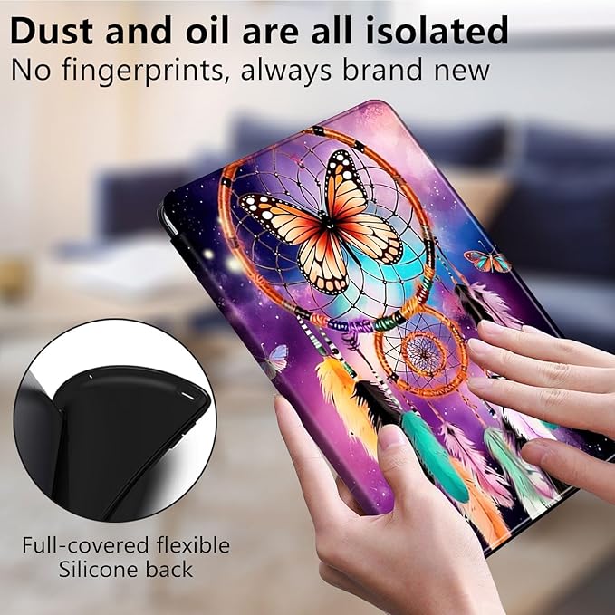 for All-New Amazon Kindle Fire HD 10 Tablet Case (13th Generation, 2023 Release) 10.1", 360 Degree Rotating Stand Cover with Auto Wake Sleep Case for Fire Tablet 10 2023,Dream Catcher/Butterfly