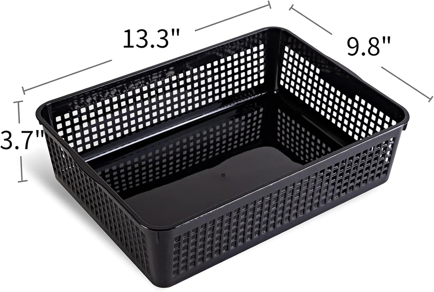 A4 Size Plastic Storage Basket,Desktop File Paper Letter Organizer Tray, 6-Packs (Black)
