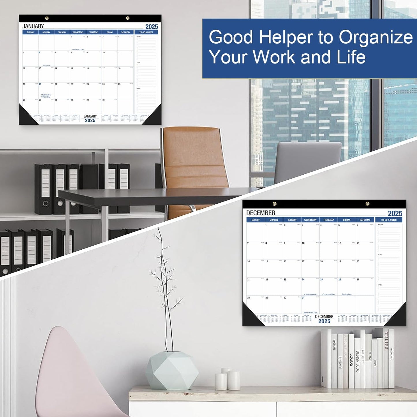 Lateefah Large Desk Calendar 2025-2026, 18 Month Calendar Jan 2025 - Jun 2026, 22" x 17" Desktop Pad Calendar for Office, Home