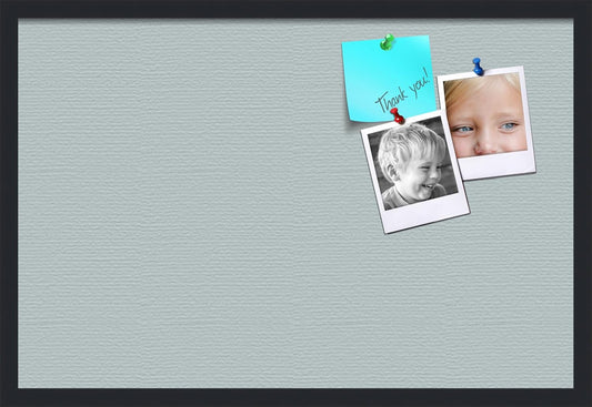 PinPix 30x20 Inch Cork Bulletin Board. This Decorative Framed Pin Board Comes with Soft Blue Design and a Satin Black Frame. Ideal for Home Office Decor or Message Board (PinPix-1814)