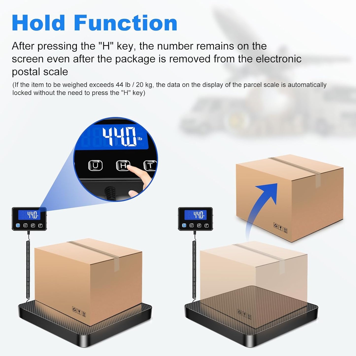 Shipping Scale, 440lb/0.5oz High Accuracy Digital Scale for Packages with Hold, Tare Function, Postal Scale for Small Business, Luggage, Home Use (Battery & Charging Cable Include)