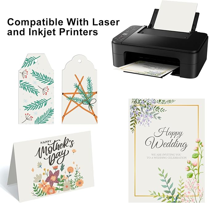 OcePor 50 Sheets Cream Cardstock Paper, Colored Printer Paper 8.5 x 11, Card Stock Thick Construction for Craft,Scrapbook，Office Printing, Invitations, Certificates，92 lb/250gsm